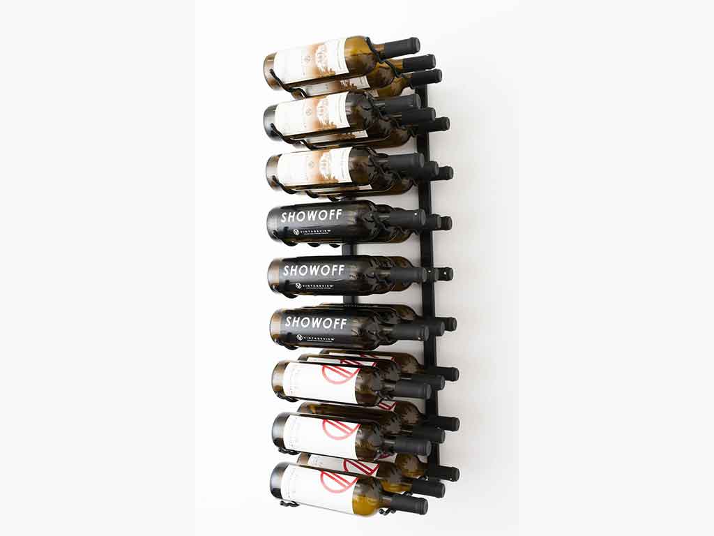 Black VintageView Wall Mounted 18 Bottle Wine Rack 3ft 